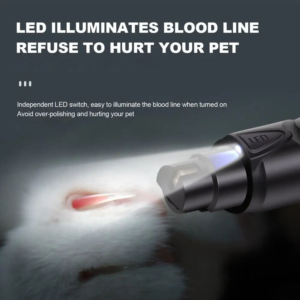 Lighted Dog Nail Clippers 2-Speed Rechargeable Dog Nail Grinder Painless Paws Grooming & Smoothing For Small Medium Large Dogs - Image 4