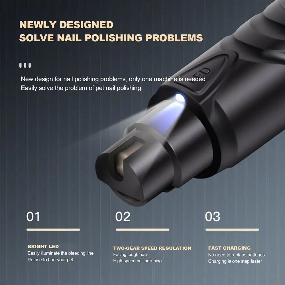 Lighted Dog Nail Clippers 2-Speed Rechargeable Dog Nail Grinder Painless Paws Grooming & Smoothing For Small Medium Large Dogs - Image 7
