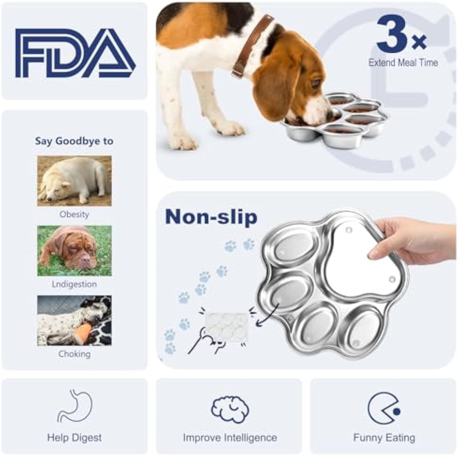 Stainless Steel Slow Feeder Dog Bowl – Non-Slip Bowl for Fast Eaters - Image 7