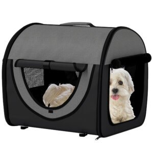 Folding Fabric Soft Pet Crate, 46Lx36Wx41H Cm - Black